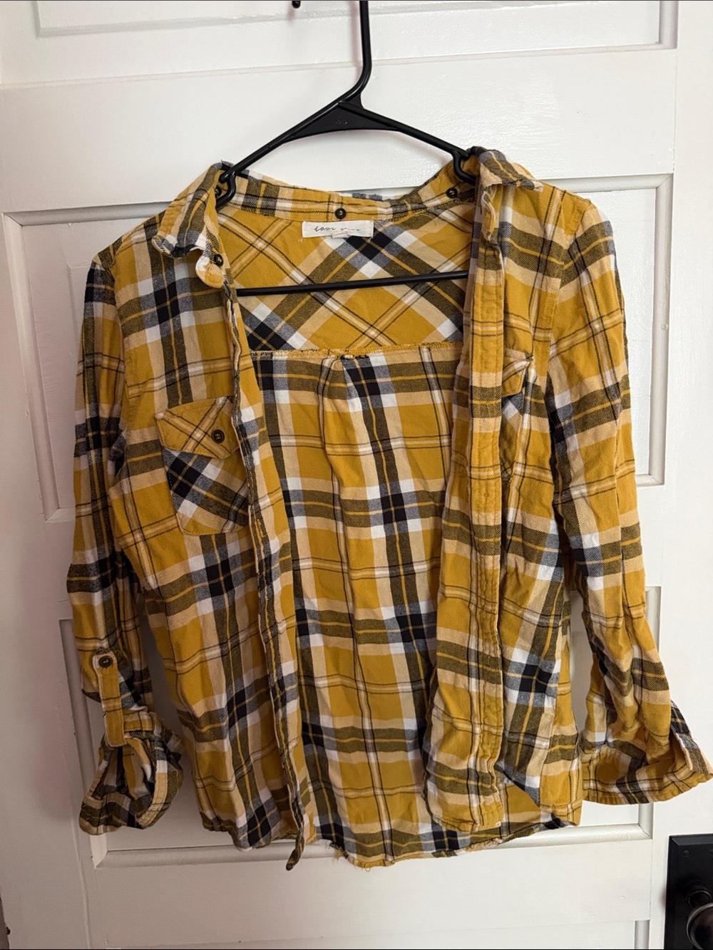 Love Tree Mustard Plaid Button-Down Shirt - Women